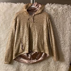 Brand new medium champagne sequin jacket/zip up hoodie.